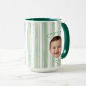 Cute Custom Name Light Green Stripes Coffee Mug (Devant droit)