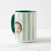 Cute Custom Name Light Green Stripes Coffee Mug (Devant gauche)