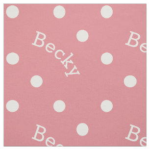 Cute Custom Name Light Pink Polka Dot Girl Stof