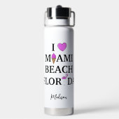 Cute custom name Miami Beach Waterfles (Achterkant)