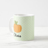 Cute Custom Name Polka Dot and Pumpkin Koffiemok (Voorkant links)