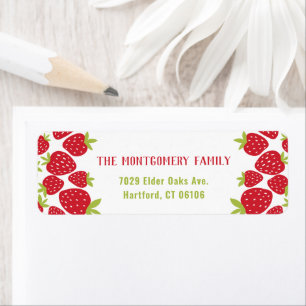 Cute Custom Name Red Strawberry Return Address Etiket
