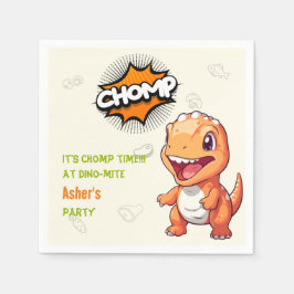 Cute Custom Orange Dinosaur Party Napkin Servet