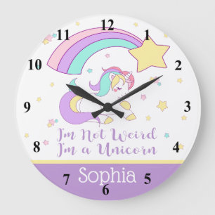 Cute Custom Personalized Magical Rainbow Unicorn Grote Klok