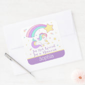 Cute Custom Personalized Magical Rainbow Unicorn Vierkante Sticker (Envelop)