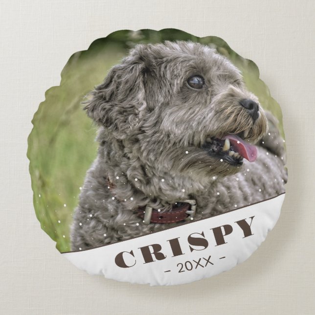 Cute Custom Pet Dog Foto aangepast Rond Kussen (Voorkant)