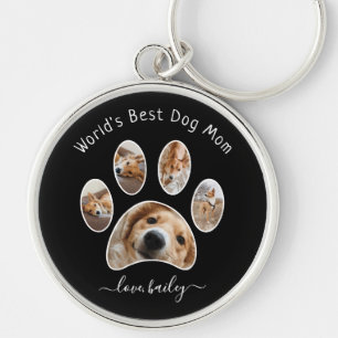 Cute Custom Pet Photo Collage World's Best Dog Mam Sleutelhanger