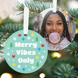 Cute Custom Photo Holiday Retro Green Christmas Ornament