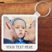 Cute Custom Photo & Name Text Aluminum  Sleutelhanger (Achterkant)