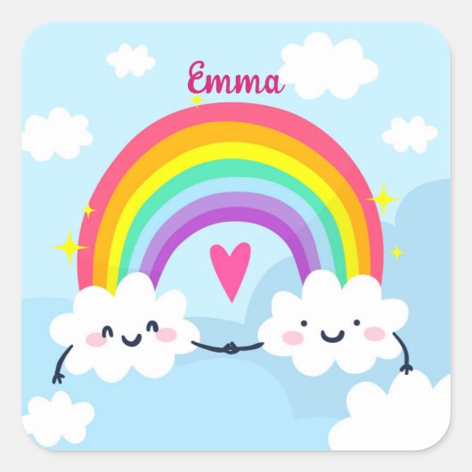 Cute Custom Rainbow-Sticker Vierkante Sticker (Voorkant)