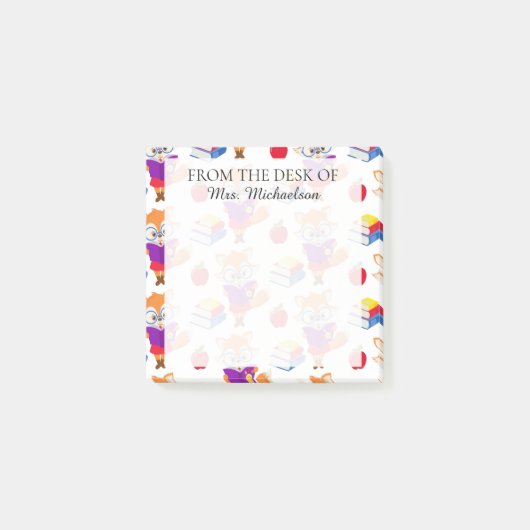 Cute Custom School Teacher Fox Post-it® Notes (Voorkant)