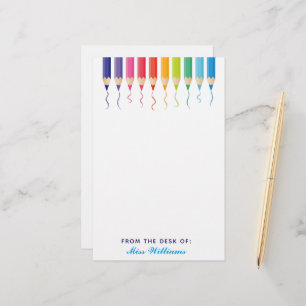 Cute Custom School Teacher Rainbow Artistic Briefpapier