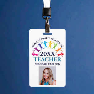 Cute Custom School Teacher Rainbow Personenbalie C Badge