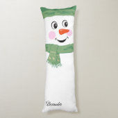Cute Custom Snowman met Green Scarf en Pet Lichaamskussen (Achterkant (Verticaal))