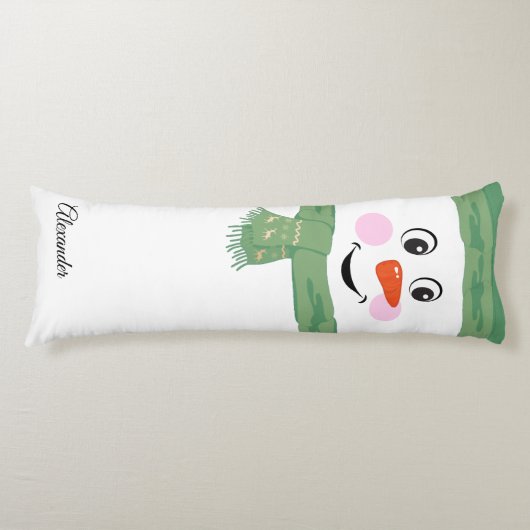 Cute Custom Snowman met Green Scarf en Pet Lichaamskussen (Voorkant)