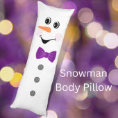 Cute Custom Snowman met Paarse Bowtie Lichaamskussen