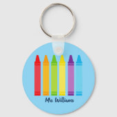 Cute Custom Teacher Crayon Terug naar schoolmonogr Sleutelhanger (Voorkant)