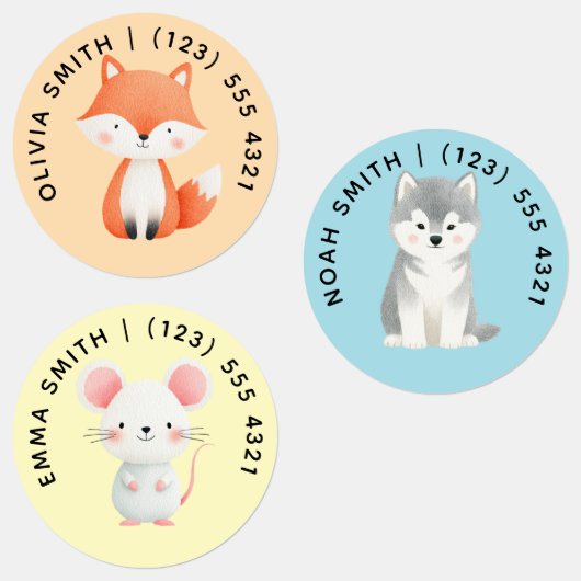 Cute Customizable Animals Kid's Labels (Groep)