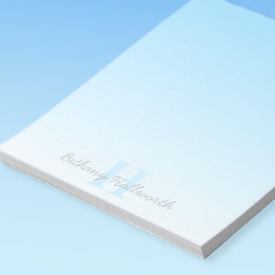 Cute Customizable Blue Monogram & Your Name Script Notitieblok