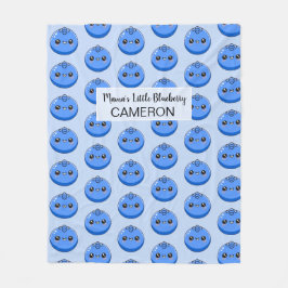 Cute Customizable Kawaii Blueberry Blue Fleece Deken