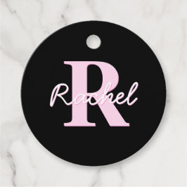 Cute Customizable Monogram | Light Pink & Black Bedankjes Labels
