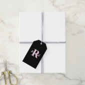 Cute Customizable Monogram | Light Pink & Black Cadeaulabel (Met Touw)