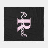 Cute Customizable Monogram | Light Pink & Black Fleece Deken (Voorkant (Horizontaal))