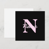 Cute Customizable Monogram | Light Pink & Black Notitiekaartje (Voorkant / Achterkant)