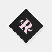 Cute Customizable Monogram | Light Pink & Black Servet (Hoek)