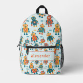 Cute Customizable Robot Print Bedrukte Rugzak (Voorkant)