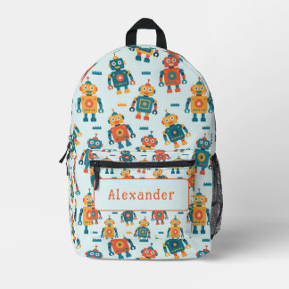 Cute Customizable Robot Print Bedrukte Rugzak