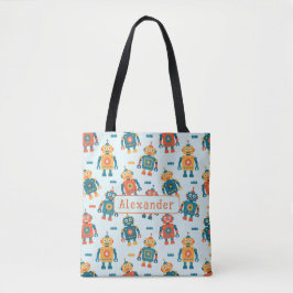 Cute Customizable Robot Print Draagtas