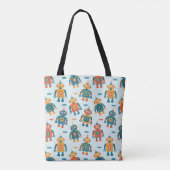 Cute Customizable Robot Print Draagtas (Achterkant)