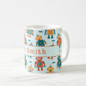Cute Customizable Robot Print Koffiemok (Voorkant rechts)