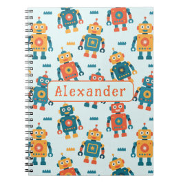 Cute Customizable Robot Print Notitieboek