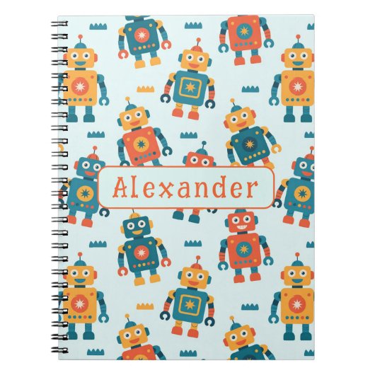 Cute Customizable Robot Print Notitieboek (Voorkant)
