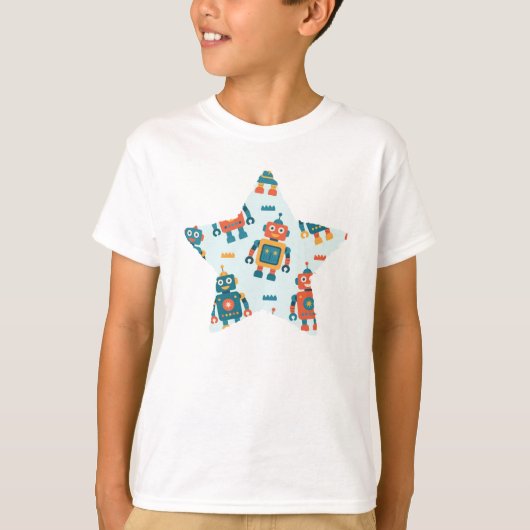 Cute Customizable Robot Print T-shirt (Voorkant)