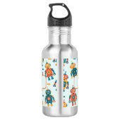 Cute Customizable Robot Print Waterfles (Achterkant)