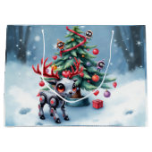 Cute Cyberpunk Reindeer with Christmas Tree Groot Cadeauzakje (Voorkant)