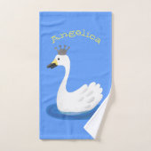 Cute cygne blanc avec dessin de la couronne (Serviette à main)