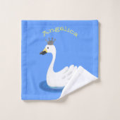 Cute cygne blanc avec dessin de la couronne (Gant de toilette)