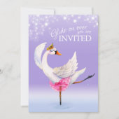 Cute cygne sur le lac ballet invitation douche béb (Devant)