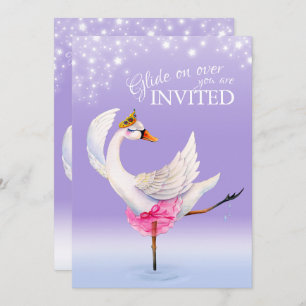 Cute cygne sur le lac ballet invitation douche béb