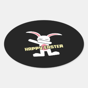 Cute Dabbing Bunny Happy Pasen Ovale Sticker