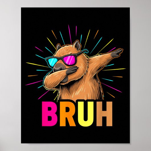 Cute Dabbing Capybara Funny Animal Meme Capy Lover Poster (Voorkant)