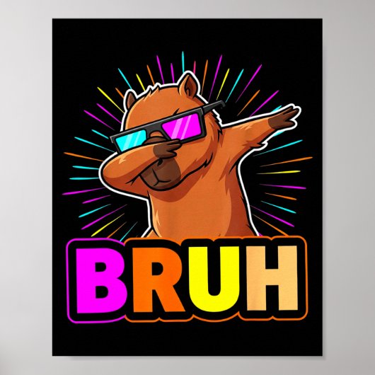 Cute Dabbing Capybara Funny Animal Meme Capy Lover Poster (Voorkant)