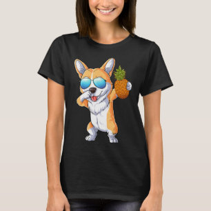Cute Dabbing Corgi Dog Pineapple Tropische Fruit S T-shirt