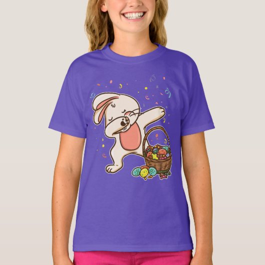 Cute Dabbing Easter Bunny Egg Hunt Basket Stuffer T-shirt (Voorkant)