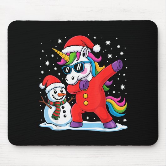 Cute Dabbing Unicorn Funny Christmas Snowman Dab X Muismat (Voorkant)