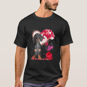Cute Dachshund Balloon Heart Valentijnsdag Valen T-shirt